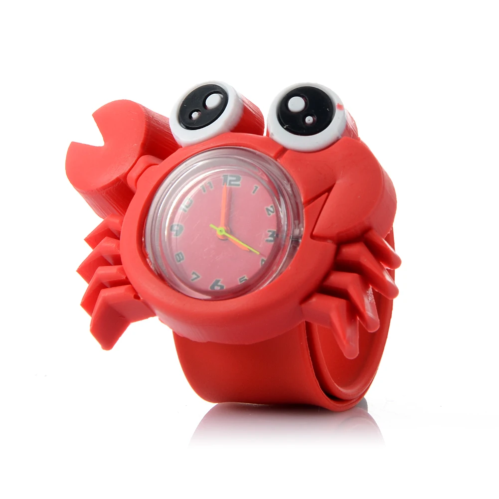 Детские часы с 3D милыми мультяшными рисунками, 16 видов детских часов с животными, резиновые кварцевые часы для девочек и мальчиков, подарок - Цвет: crab