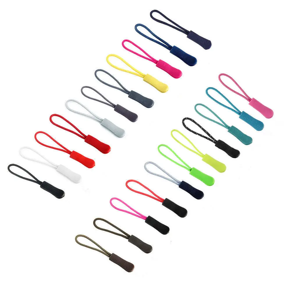 

10pcs Outdoor Zipper Pulls Slider Cord Rope Puller Ends Lock Buckle For Bag