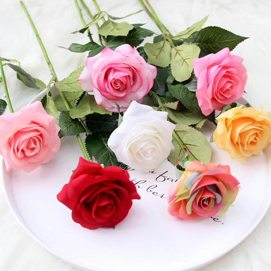 10 шт. в партии красный искусственный цветок розы Настоящее касание латексные цветы искусственный силикон поддельные розы украшение букетов для дома Свадебная вечеринка