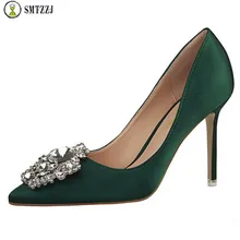 Luxury New Fashion high heels women Elegant Wedding Party pumps thin heel classic Rhinestone Satin Silk Crystal ladies Shoes цена Luxury New Fashion high heels women Elegant Wedding Party pumps thin heel classic Rhinestone Satin Silk Crystal ladies Shoes цены онлайн