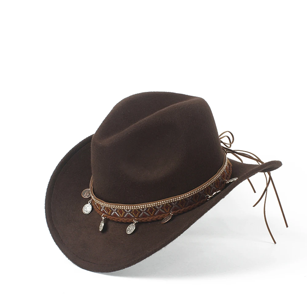 Western Cowboy Hat For Child Roll-up Brim Boy Girl Fascinator Outblack Sombrero Hombre Jazz Cap Size 52-54