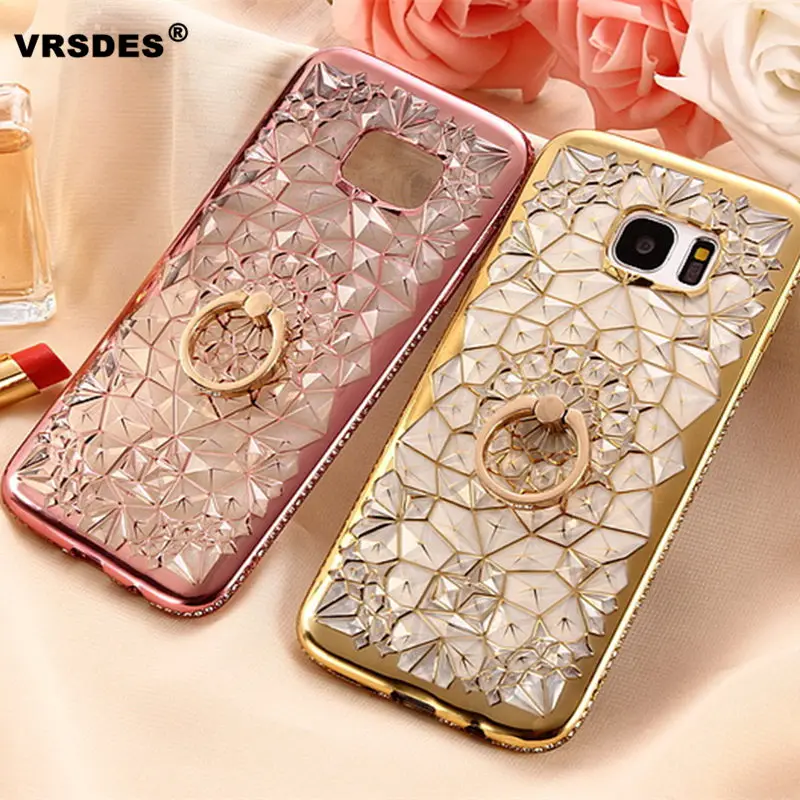 

VRSDES Luxury Ring case For Samsung galaxy S9 Plus S8 Note 8 S7 Stand holder Diamond Silicone Cover for Samsung S8 S7 edge Capa