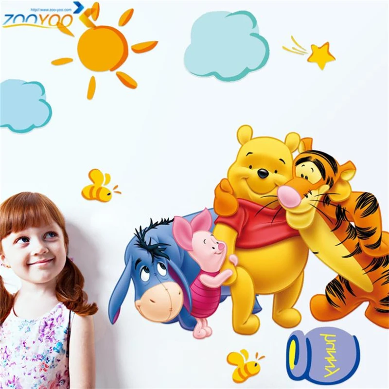 Cartoon Winnie the Pooh Wall Stickers For Kids Rooms Sofa Bedroom Home Decor Baby Bear PVC Wall Decals DIY Wallpaper Mural Art