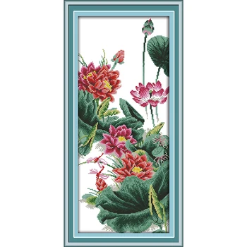 

Everlasting Love The Lotuses Chinese Cross Stitch Kits Ecological Cotton Clear Stamped Printed 11 14CT DIY Christmas Decoration
