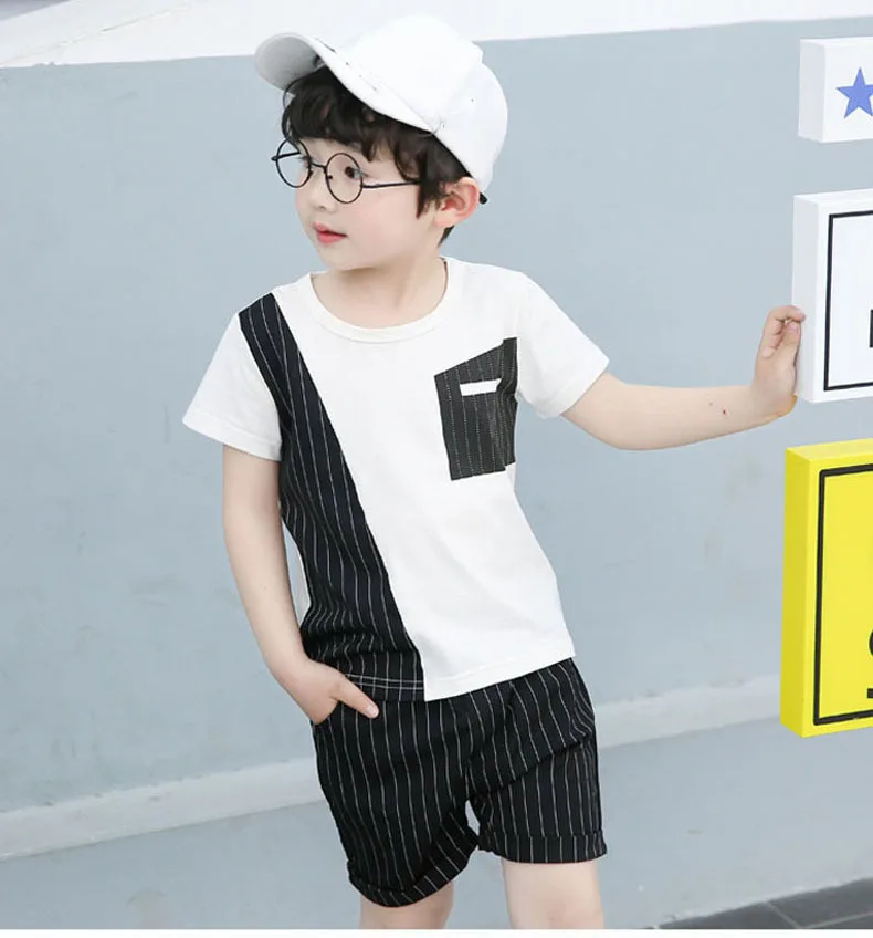 Children Clothing Unisex Summer Baby Big Girls Kids Outfits 2019 Boys 2 Pcs Striped Patchwork T Shirt Tops & Shorts Suit Clothes (5).jpg