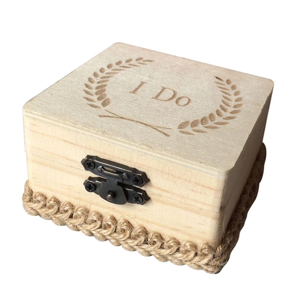 Bird Couple Mr Mrs Retro Wedding Ring Bearer Box Wood Display Jewelry Holder