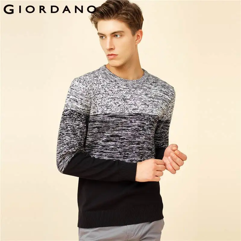 Giordano Men Sweater Melange Pattern Pullover Knitwear Long Sleeves