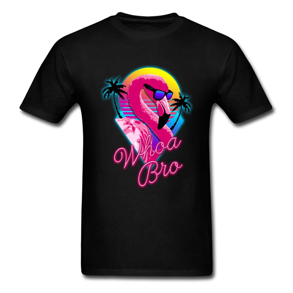 

T Shirt Whoa Bro Mens T-shirts Comics TShirt Pink Flamingo Tops Print Tees Summer Holiday Clothes Cotton Black Tropical Style