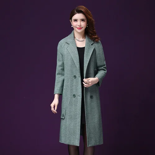 

Autumn Women Wool Coat The New Style Winter Double-breasted And Long Sleeve Designs Pink Female Temperament Fashion Clothes