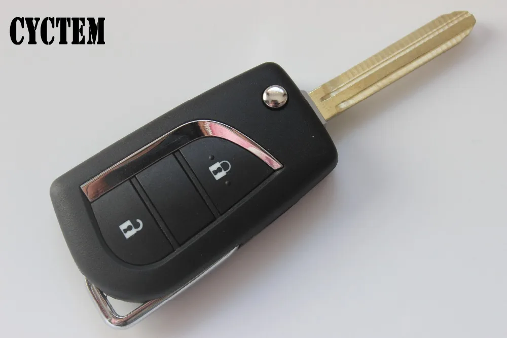 

CYCTEM 2 Buttons Car Modified Folding Remote Key Shell Fob Case Blank Cover Casing Fit For Toyota Crown Reiz Highlander RAV4