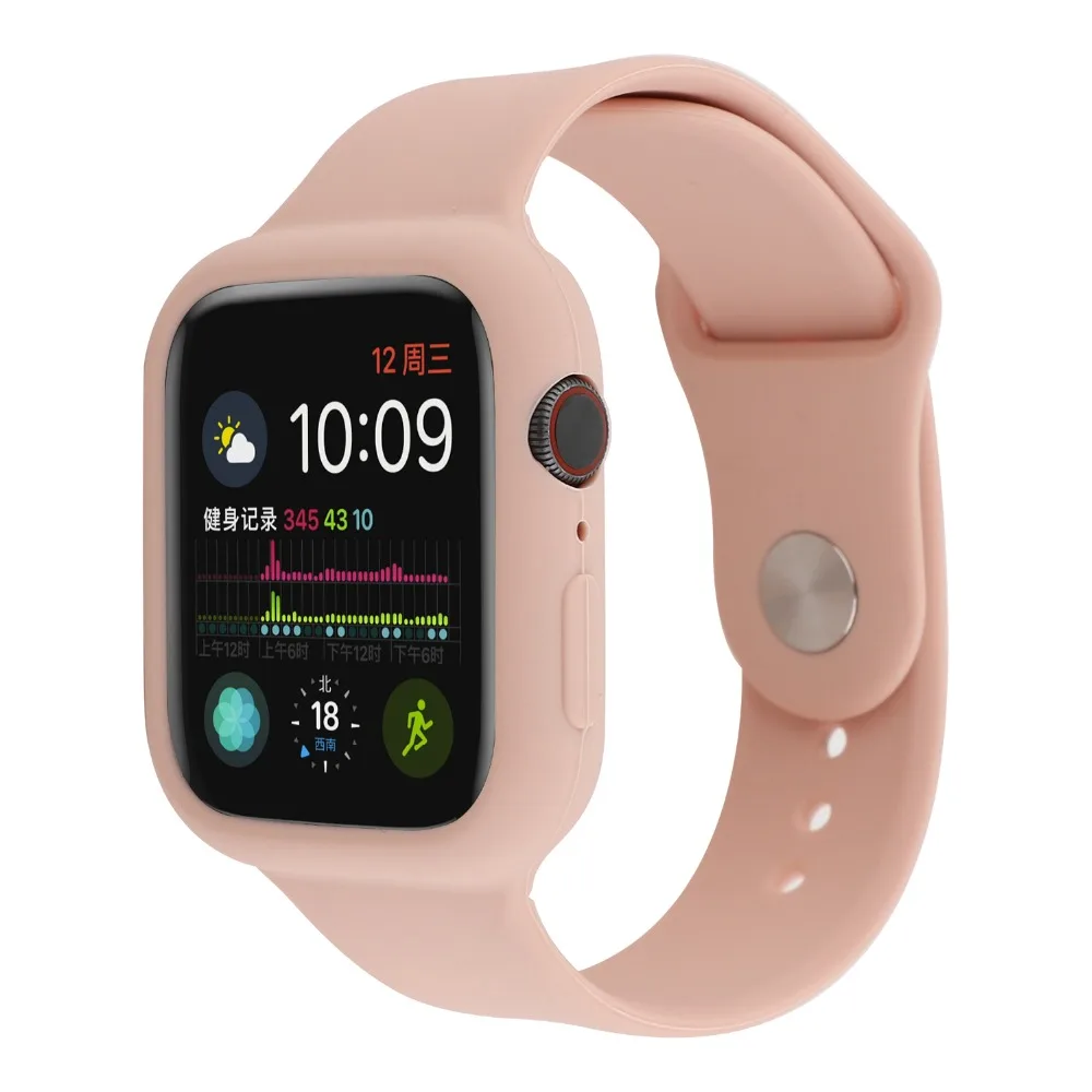 Силиконовый ремешок для apple watch, чехол, серия 4, 3, 2, 1, спортивный браслет, ударопрочный чехол для IWatch 38 мм, 40, 42 мм, 44 мм