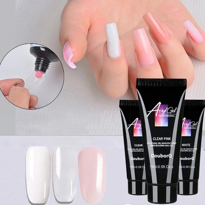 

15ml Acrylic Poly Gel Set Extend Fast Builder Gel Slip Solution Nail Form Nail Art Brush Nail Tools Kit