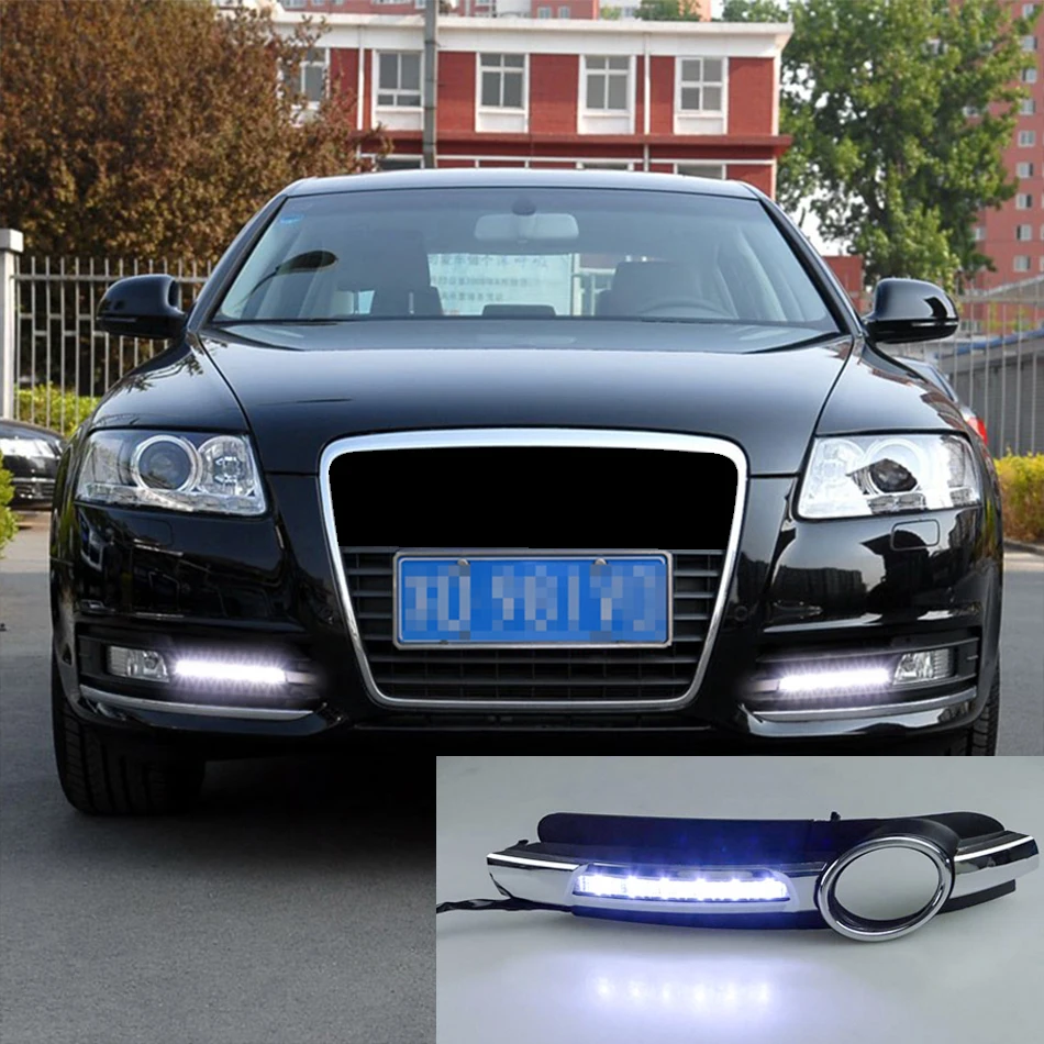 Roadot 2 шт. светодио дный Габаритные огни для Audi A6 C6 2005 2006 2007 2008 автомобилей DRL лампа с