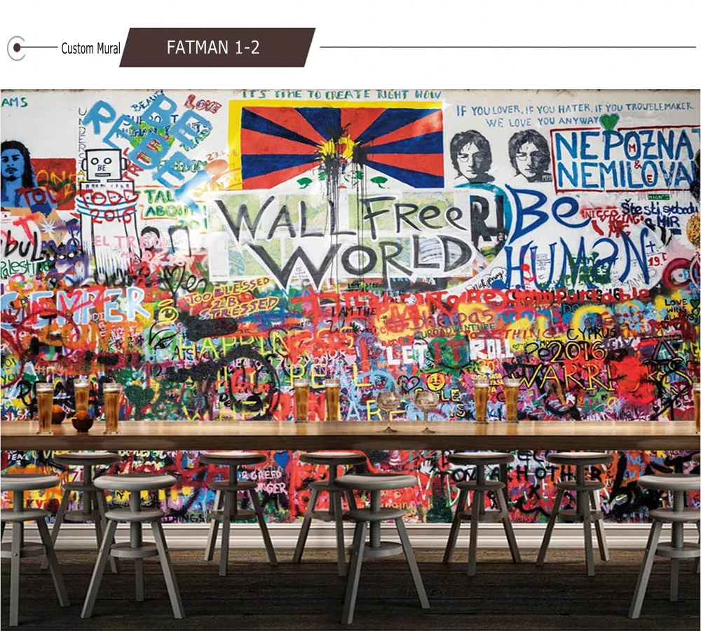 Пользовательские фото обои 3D Искусство граффити обои кирпичная стена обои кафе чай фоновые обои для магазина Фреска