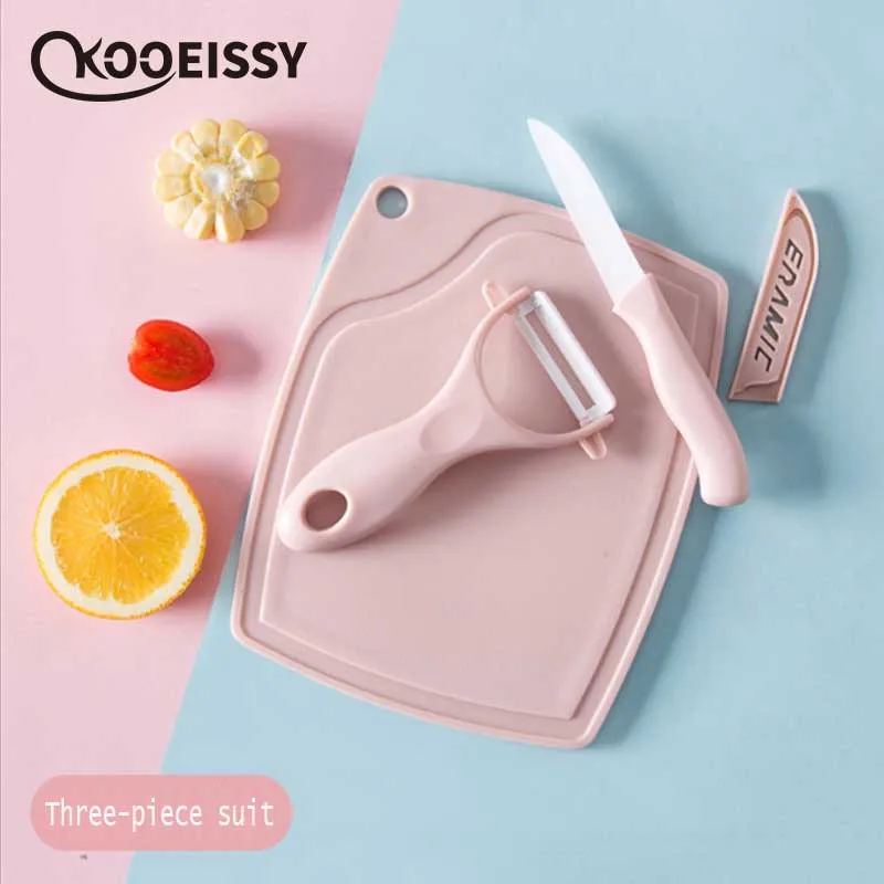 

3Pcs Fruit knife Kitchen Ceramic Knives Multifunction Vegetable Peeler Plastic Handle Plastic Chopping Blocks Fruit Peeling Tool