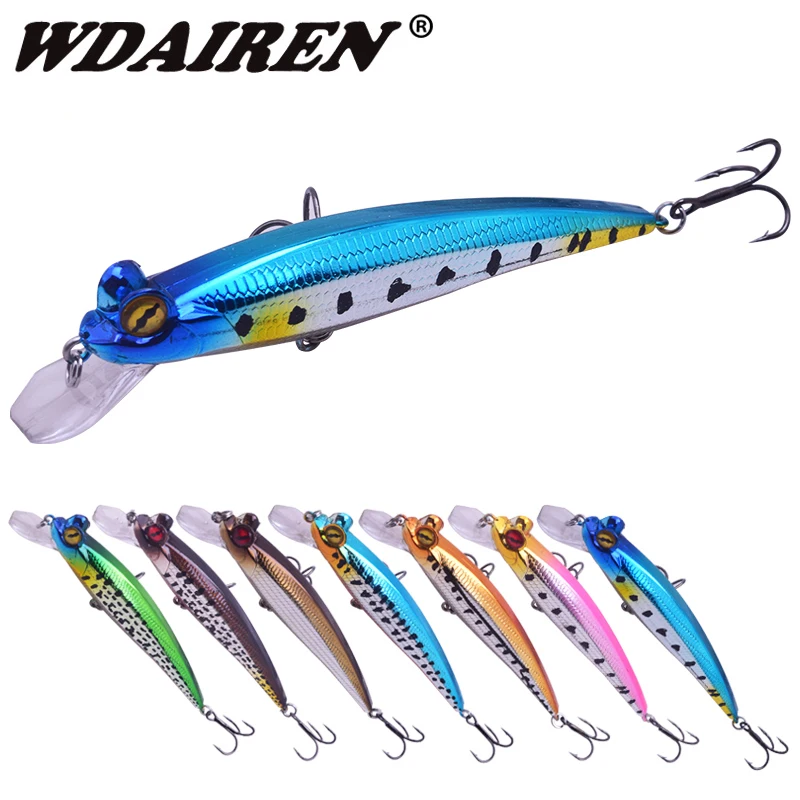 

WDAIREN Big eyes Fishing Lure 100mm 10.8g Floating Minnow Hard Bait Artificial Mirror plastic Wobbler Crankbaits Fishing Tackle