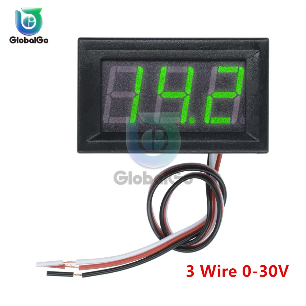 30V DC Panel Voltmeter 2 wire Battery Electric 12V 24V Car Motor Voltage Display 