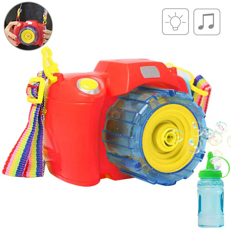 

Automatic Electric Camera Shaped Soap Bubble Machine Bubble Set Blowing Toy Machine Flashing Sounding for Boy Girl Outdoor