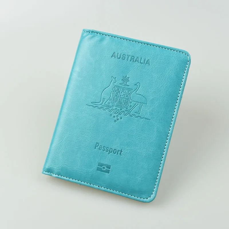 DIKEDAKU многофункциональная австралийская Женская Обложка для паспорта Rfid высокого качества PU кожаный держатель для ПАСПОРТА Путешествия Aussie чехол для паспорта - Цвет: Blue-green