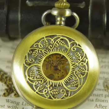 

2012 shipping hot sale new men women lady Antique Pocket Watch Necklace bronze Pendant Spider Web leaf wp251