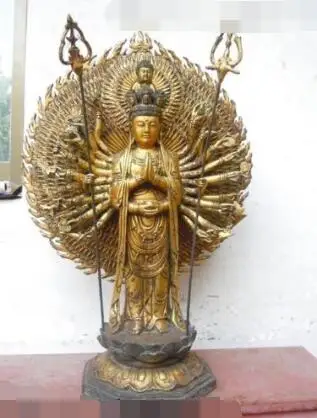 

S05851 23" China copper bronze gild Buddhism 1000 hands buddha Sculpture statue