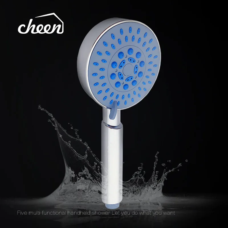 Cheen High Quality Five Fuction Silica Gel Holes Shower Head Water