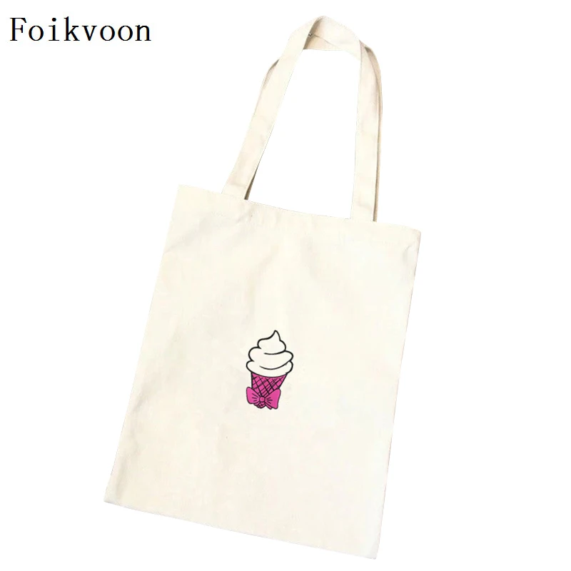 

Foikvoon Cute Shoulder Bags Woman Cartoon Simple Female Handbags Bags Canvas Solid Color Ladies Handbags