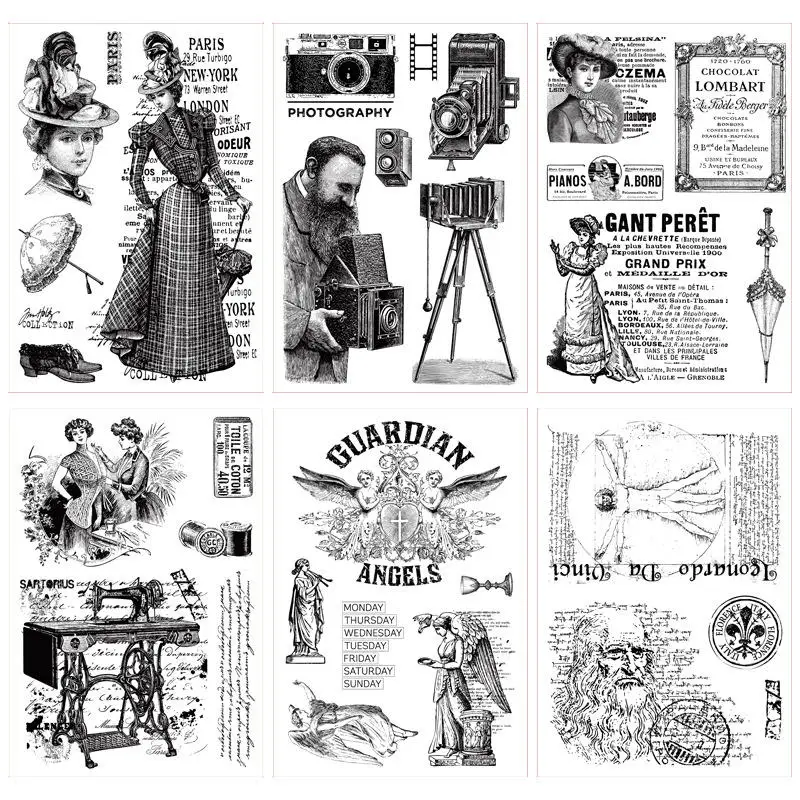 

Retro Photographer Lady Stamps Clear Stamp Rubber Transparent Silicone Seal for DIY Scrapbooking Photo Album Decorative Crafts