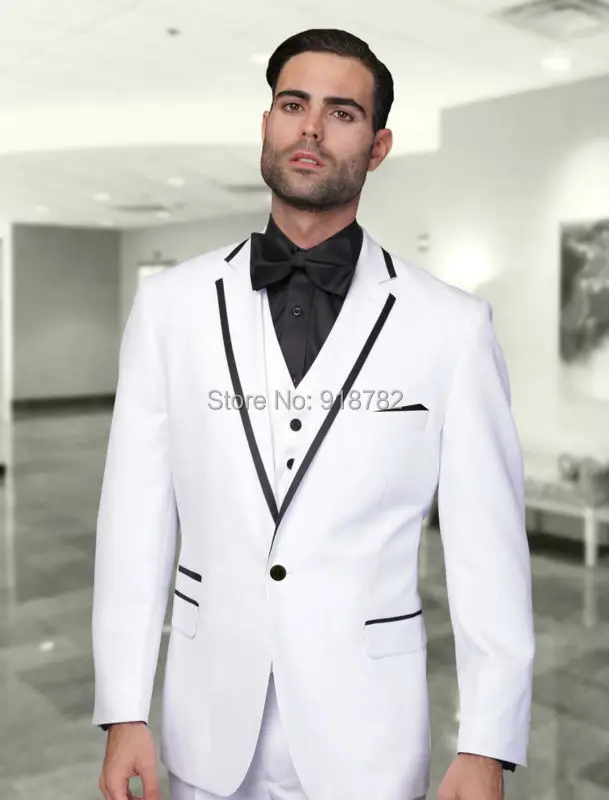2016 Nuovo Arrivo Smoking Bianco Uomo Abiti Slim Fit Abiti Da Sposa  Groomsmen Sposo abiti Sposo (Jacket + Pants + Vest + Bow)|wedding  suit|groom suitsuit slim - AliExpress