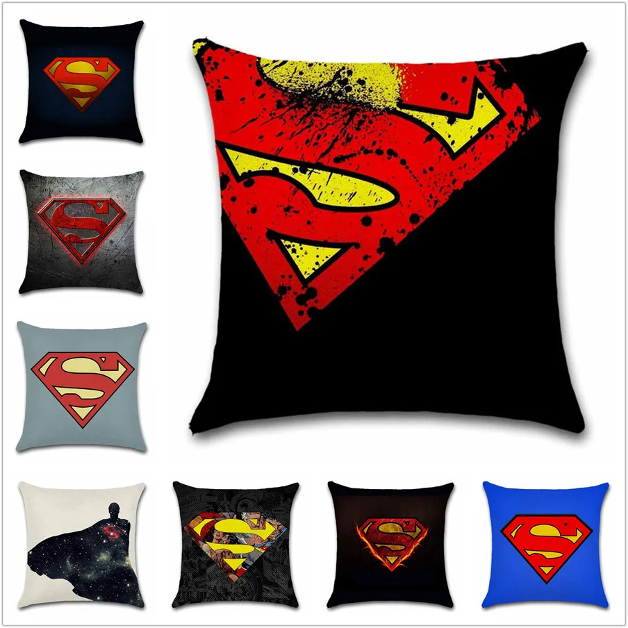 

Super hero logo mark printed cartoon party Cushion Cover Decoration Home sofa chair seat kids bedroom gift friend pillowcase 01