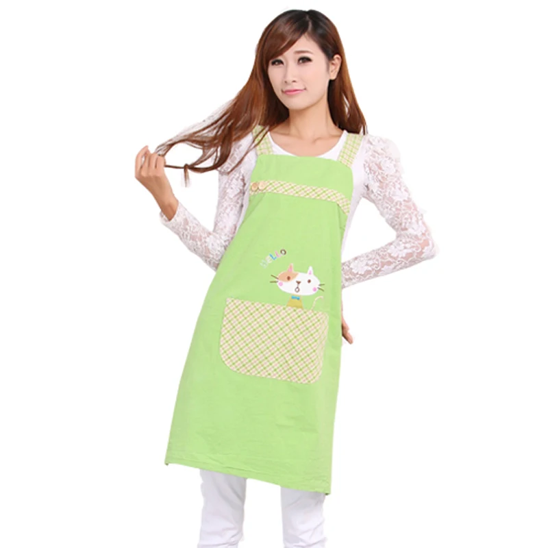 Classic Style Cute Tea Shop Kindergarten Apron Women Adult Work Wear Gown Cotton Overall Aprons Logo Print