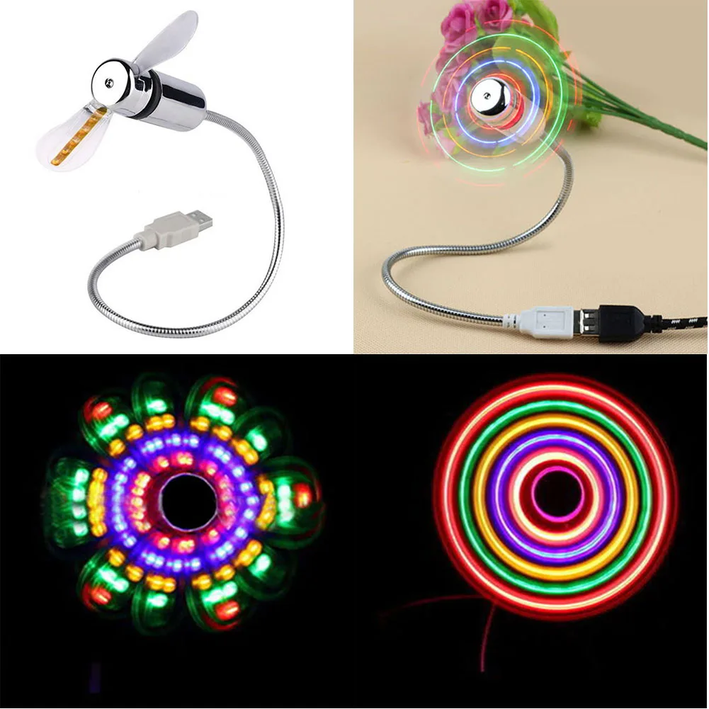 Mini laptop PC Desktop Computer USB Fan USB Gadget Flexible Neck Fan Fan Blade with Light Effect Small Fan