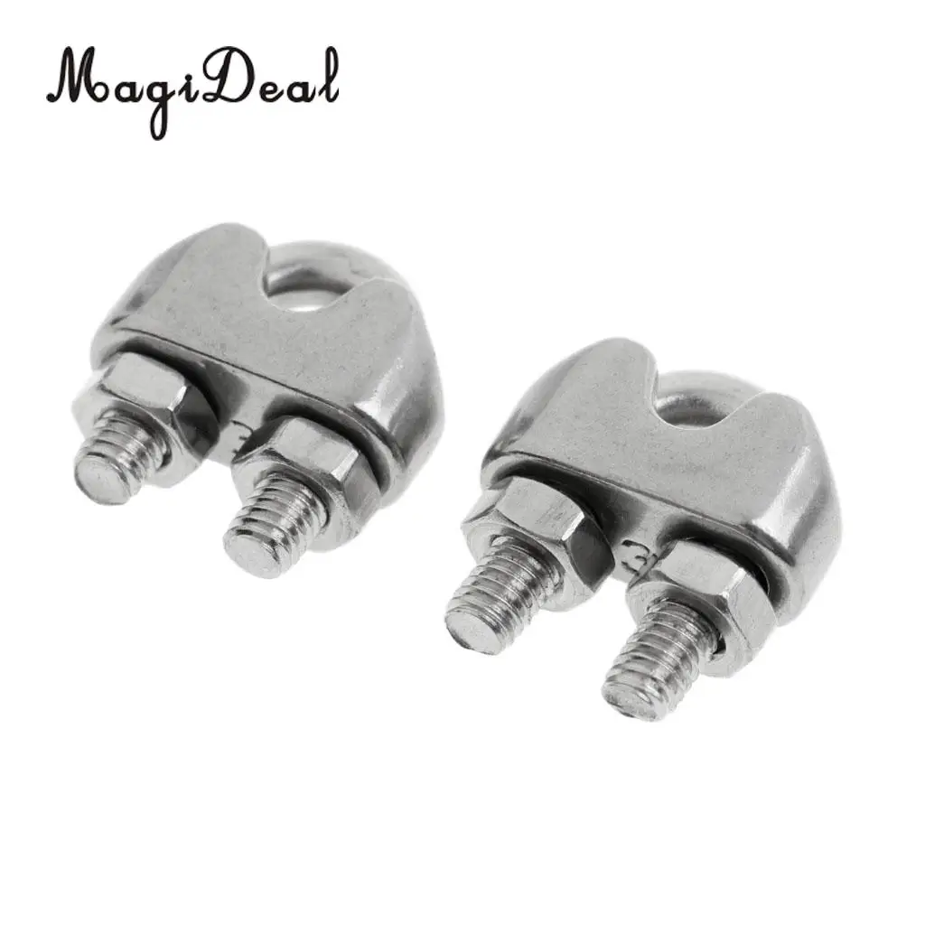 MagiDeal 2 Pieces M3 1/8 Inch Stainless Steel Wire Rope Cable Clip Clamp 3mm Wire Rope U Bolt Saddle Fastener