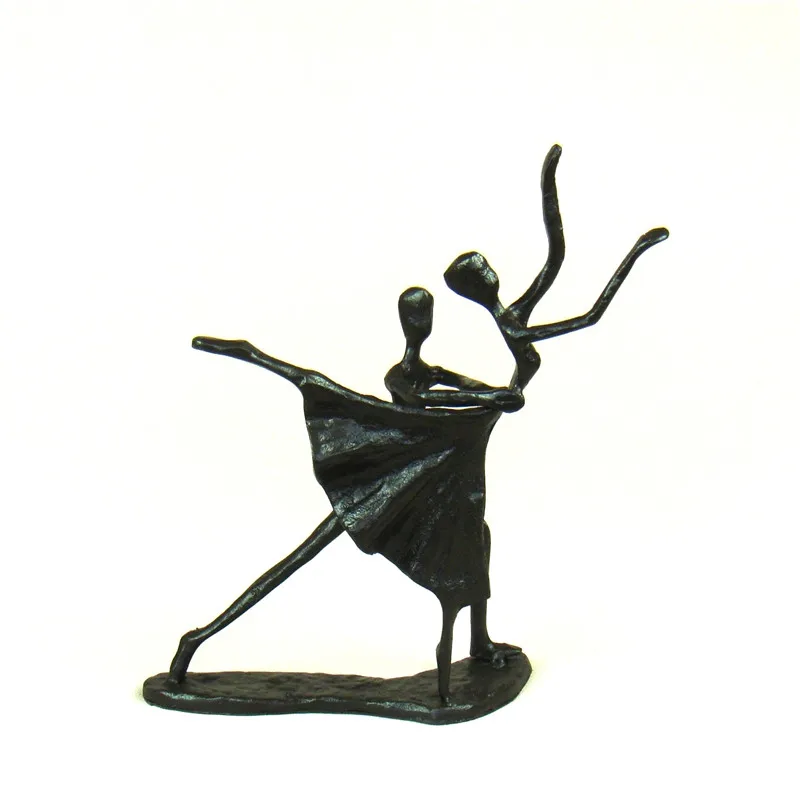 

Romantic Cast Iron Couple Dancing Figure Abstract Metal Deut Dance Lovers Statue Decor Craftworks Souvenir Ornament Accessories