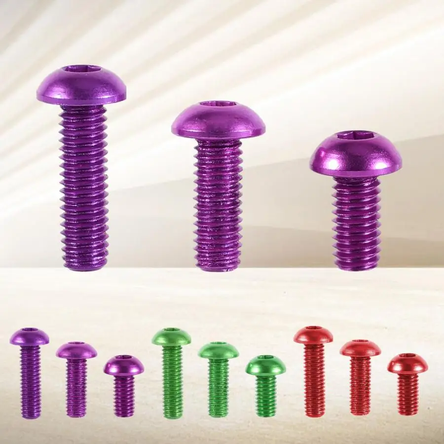 

10Pcs/Lot Multicolors Screws Set M3 6-10mm Button Round Head Socket Screws Aluminum Alloy Metric Hex Socket Cap Screw Bolt