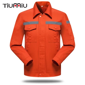

Orange Unisex Work Wear Set Sanitation Service Reflector Protective Clothes Men Workshop Coat with Pants Engineering Service Set