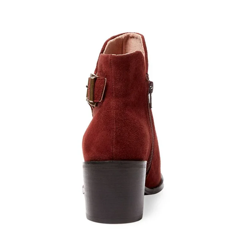 Bottes Chaussures D'âge Mode Carré Adulte 2019 Ty01 Hiver Femmes Rond Boucle Concise Bout Dames Cheville Talon Mûr Nancyjayjii Zipper SqzVUMp