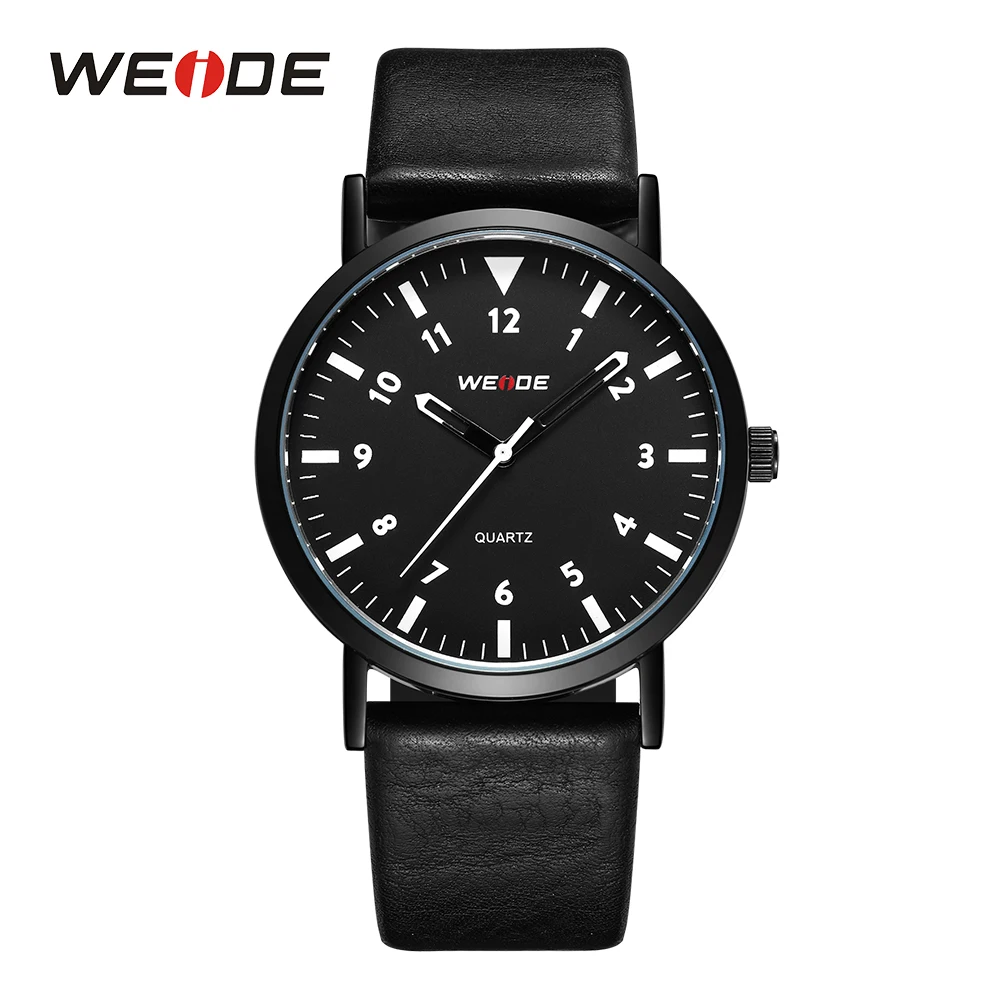 WEIDE Hot Clocks Quartz Movement Analog Sport Watches Leather Strap Military Black Dial Wrist Watches Relojes De Hombre for Man