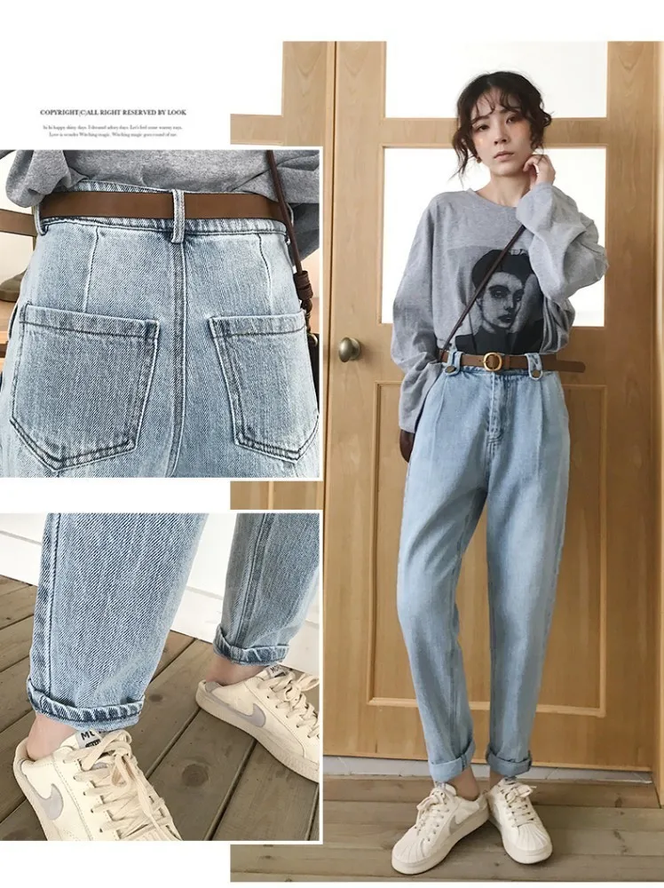 Винтажные шикарные джинсы-шаровары для бойфрендов, женские джинсы больших размеров с высокой талией, крутые джинсовые штаны, шикарная мама, свободные джинсовые штаны в стиле ретро