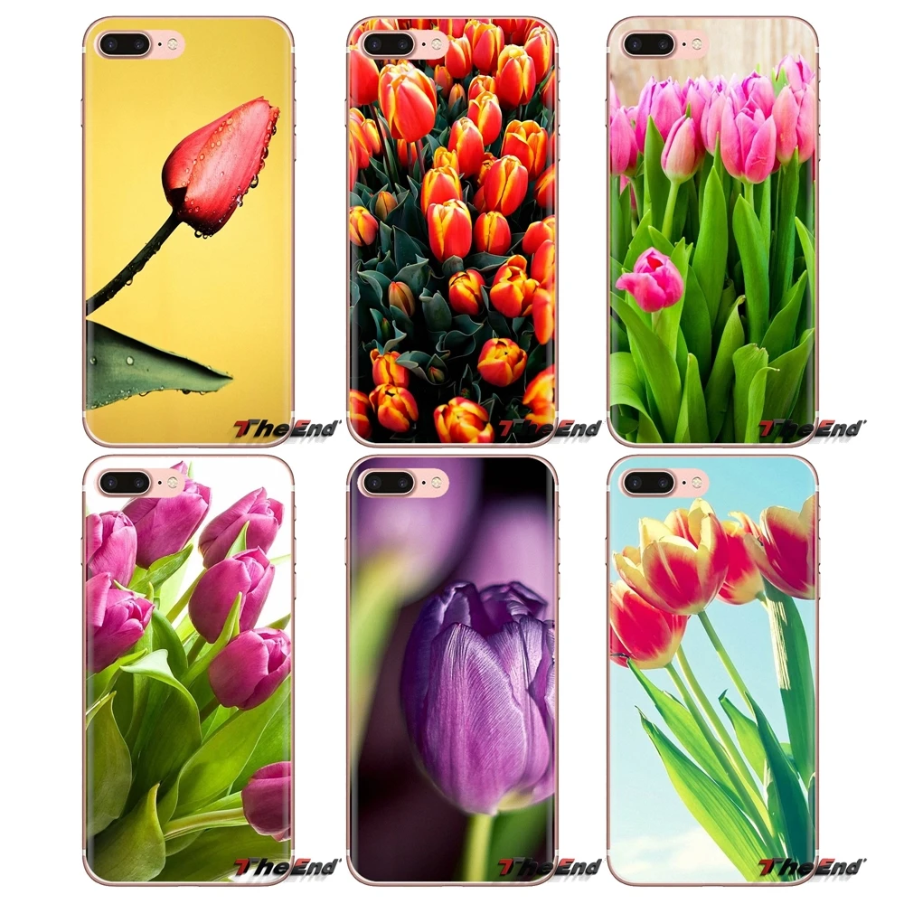 Soft Transparent Shell Covers sweet Tulip flower For Xiaomi Mi4 Mi5 Mi5S Mi6 Mi A1 A2 5X 6X 8 9 Lite SE Pro Max Mix 2 3 2S |