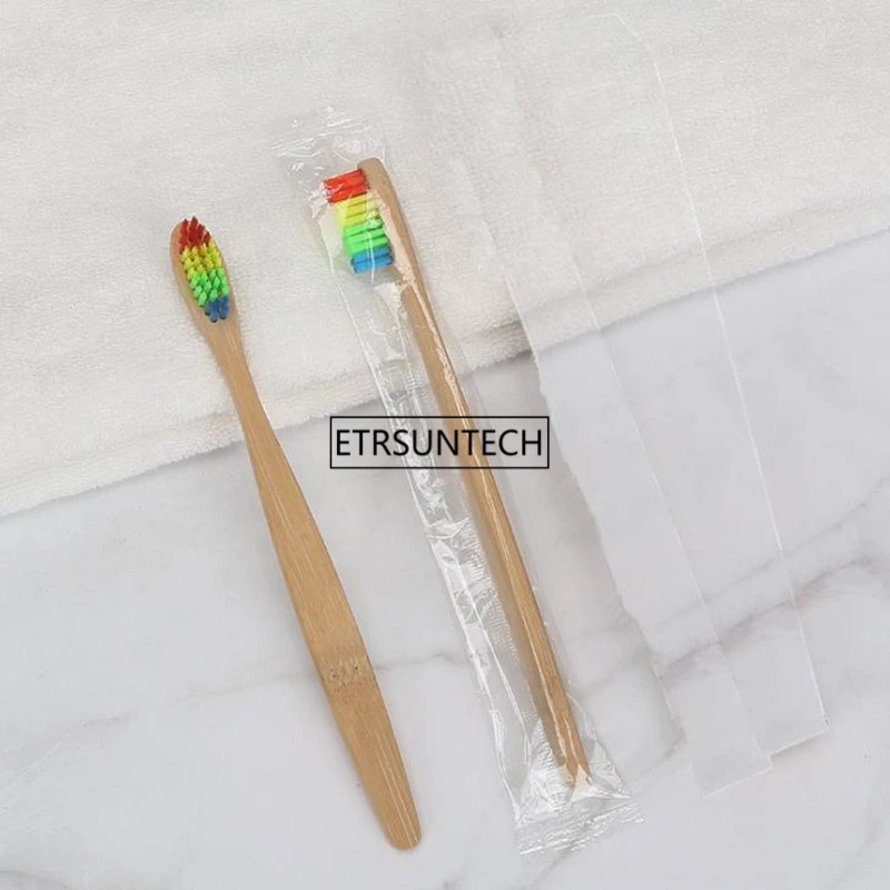 Pescoço de Bambu Escova de Dentes por Atacado de Madeira Friendly de Bambu Escova de Dentes Magro Higiene Bucal Cabeça Preta F2919 100pcs Eco 4 Escovas de dentes