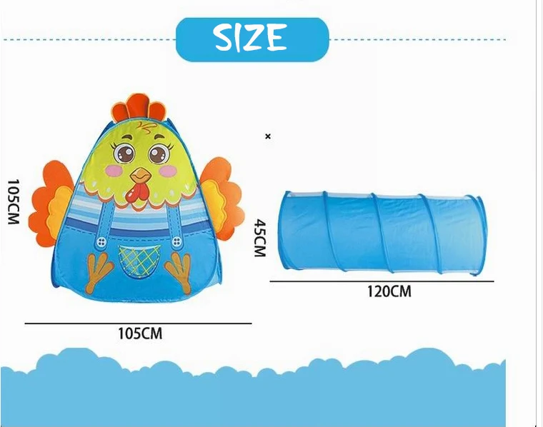 2 в 1 детская палатка для детей трубопровода Ползания огромный игры дворе пул lodge Мода игрушки палатки мультфильм цыпленок забор
