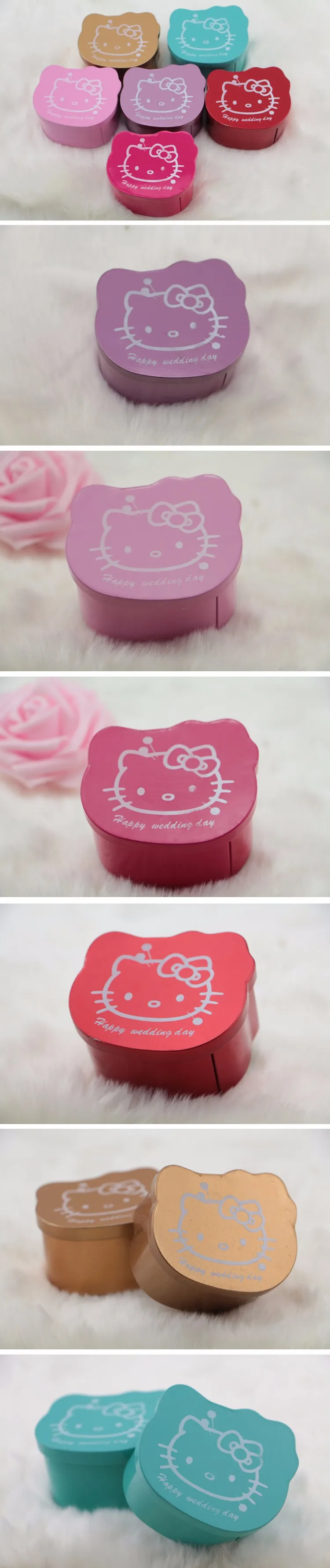 20 шт./лот) персонализированные рисунок «Hello Kitty» Олово Коробки коробка конфет свадебный подарок события вечерние подарки оптом