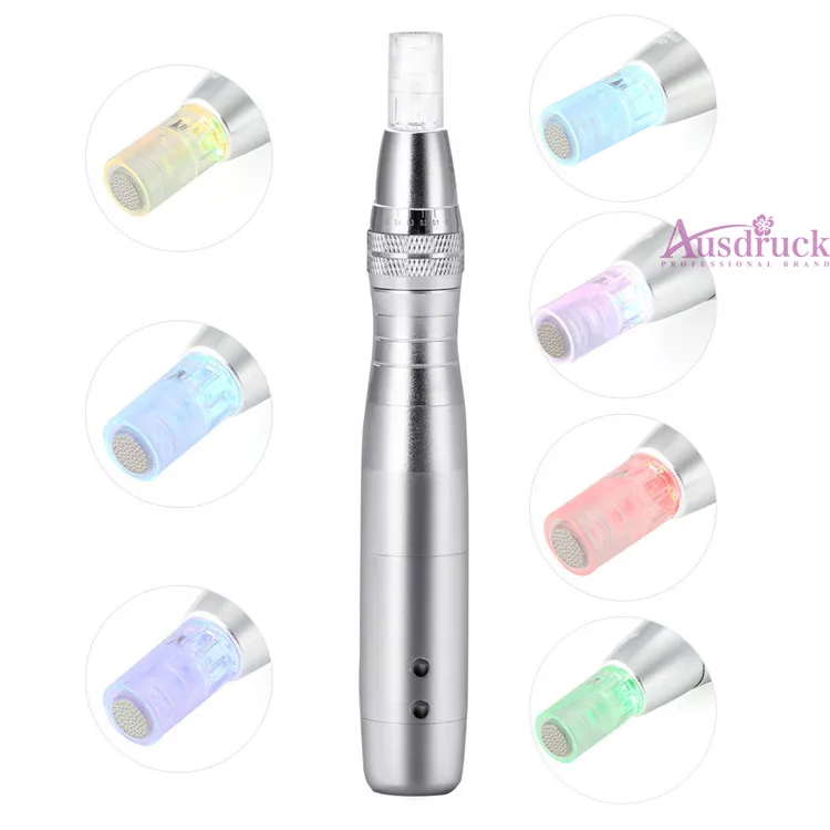 

7Color LED Photon Electric Auto pen Stamp Photon Micro Needles Wrinkle Acne Scar Remove skin Therapy Care tool