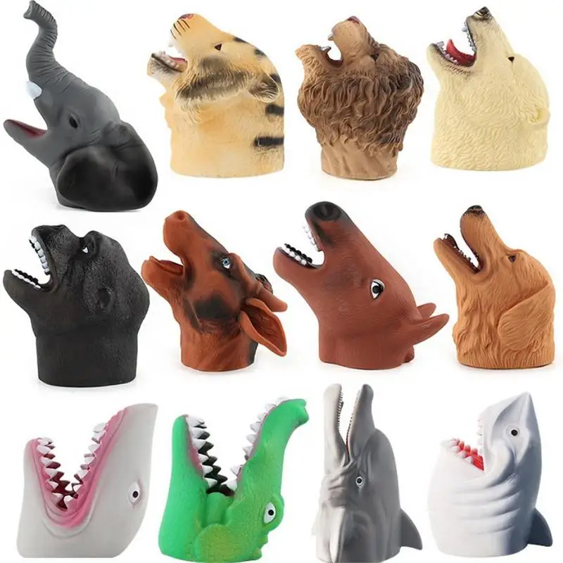 

1 Pcs Stuffed Animal Head Figure Elephant Tiger Lion Orangutan Cow Dog Hand Puppet Gloves Children Halloween Toy Nice Gift