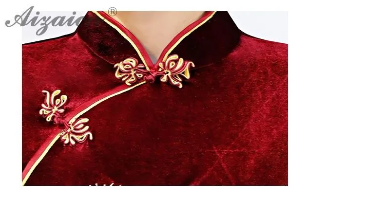 Зимние длинные платья для вечеринок мама вышивка Cheongsam черный бархат традиционные для женщин китайское платье Qipao восточные Свадебные