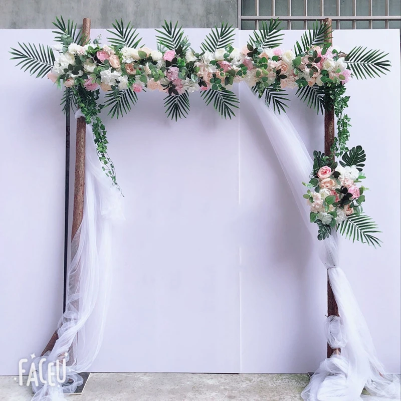 Custom DIY wedding arch backdrop decor road lead flower row artificial