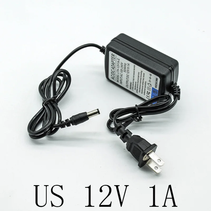 100-240 В AC адаптер преобразователя DC 12V 1A/1000mA зарядное устройство US Plug 5,5 мм* 2,5 мм(2,1 мм) две линии