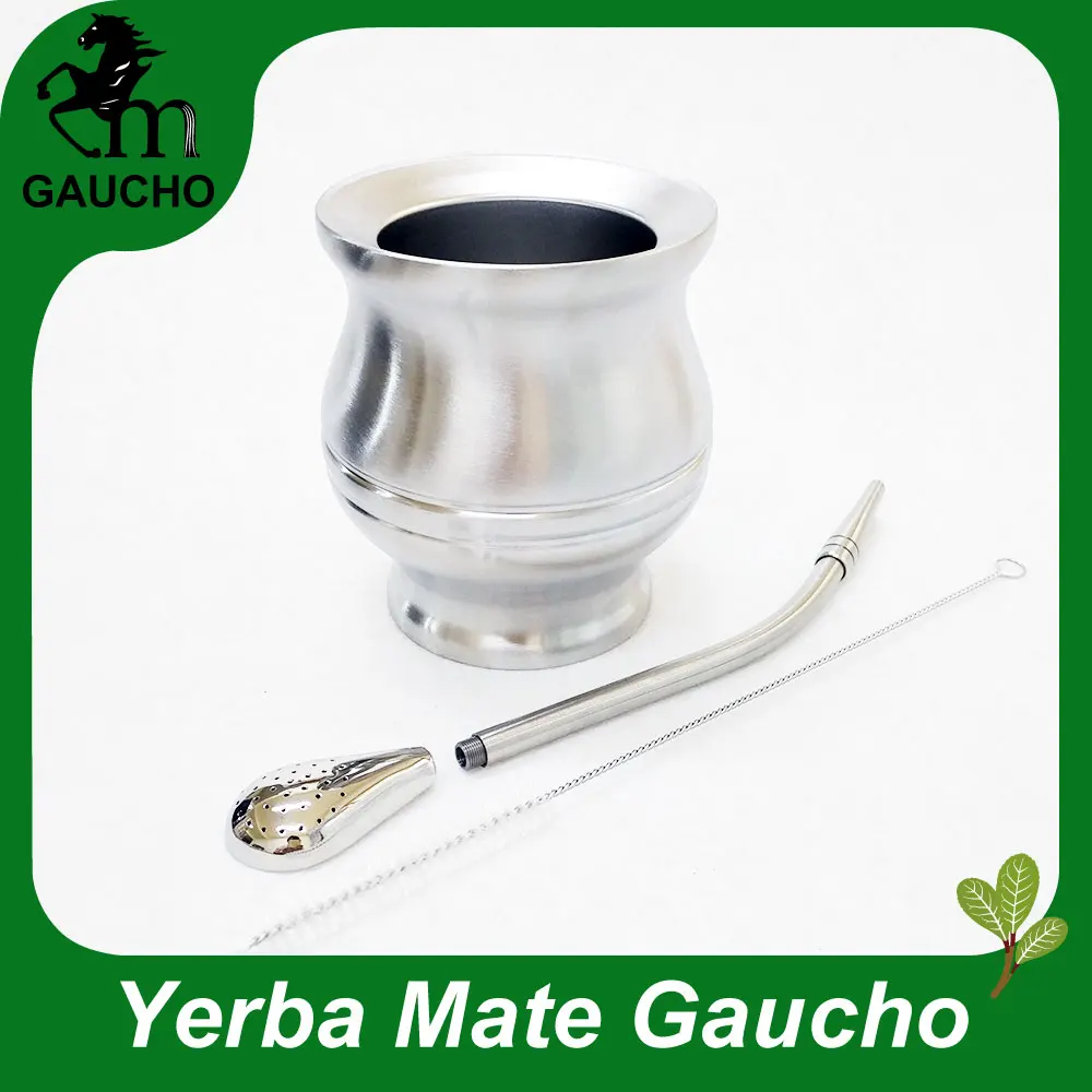 1 компл./лот Yerba матовые тыквы из нержавеющей стали с двойными стенками теплоизоляция с трубка для травяного чая мате и щетка для очистки