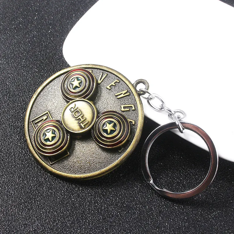 

Avengers 4 Captain America Shield Rotatable Keychain Thanos Spiderman Thor's Hammer Axe Captain Marvel Key Chain for Men Jewelry
